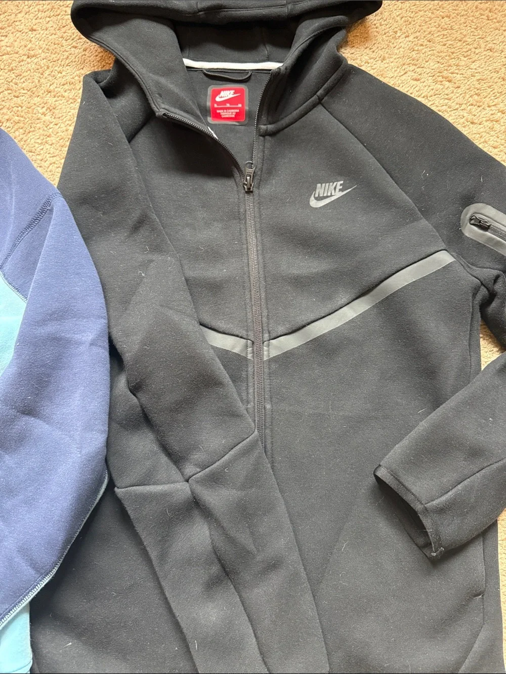 Nike Tec Kids' XL Hooded Zip Jackets - Navy, Light Blue & Black bundle